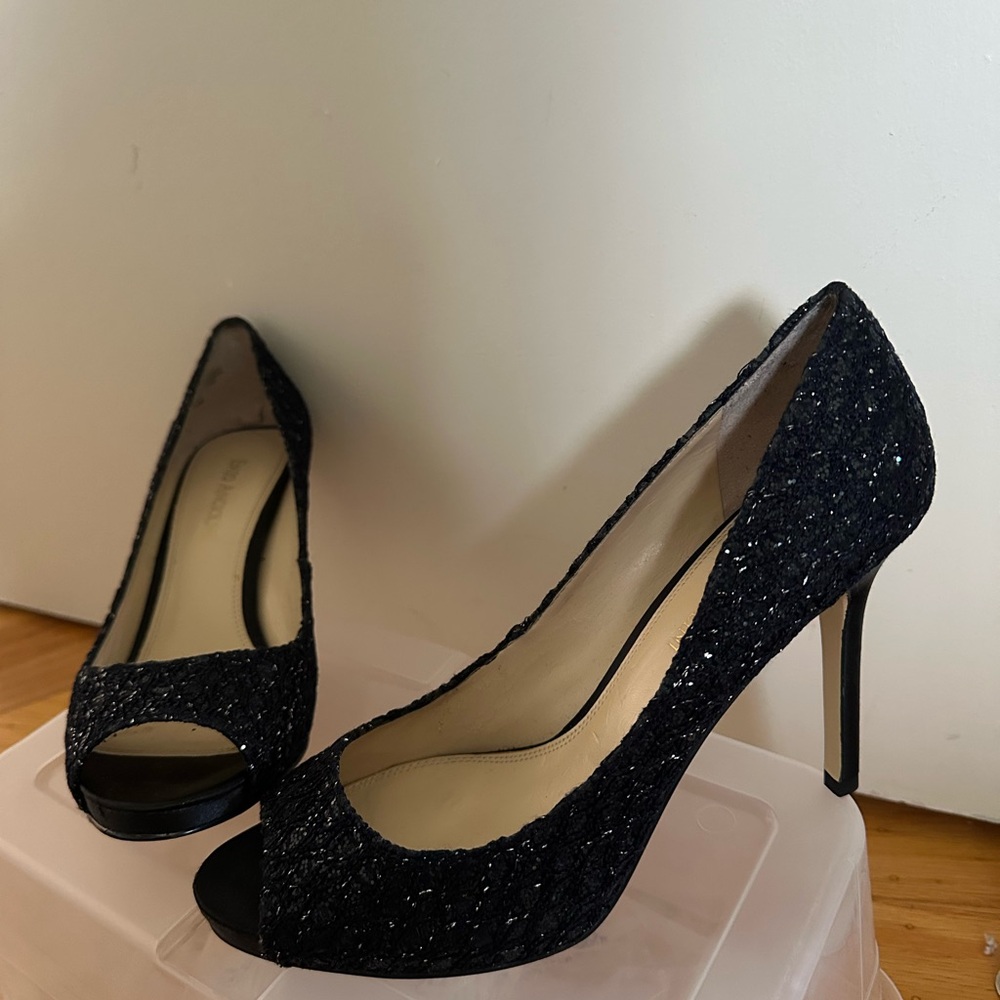 Enzo Angiolini Black Glitter Heels